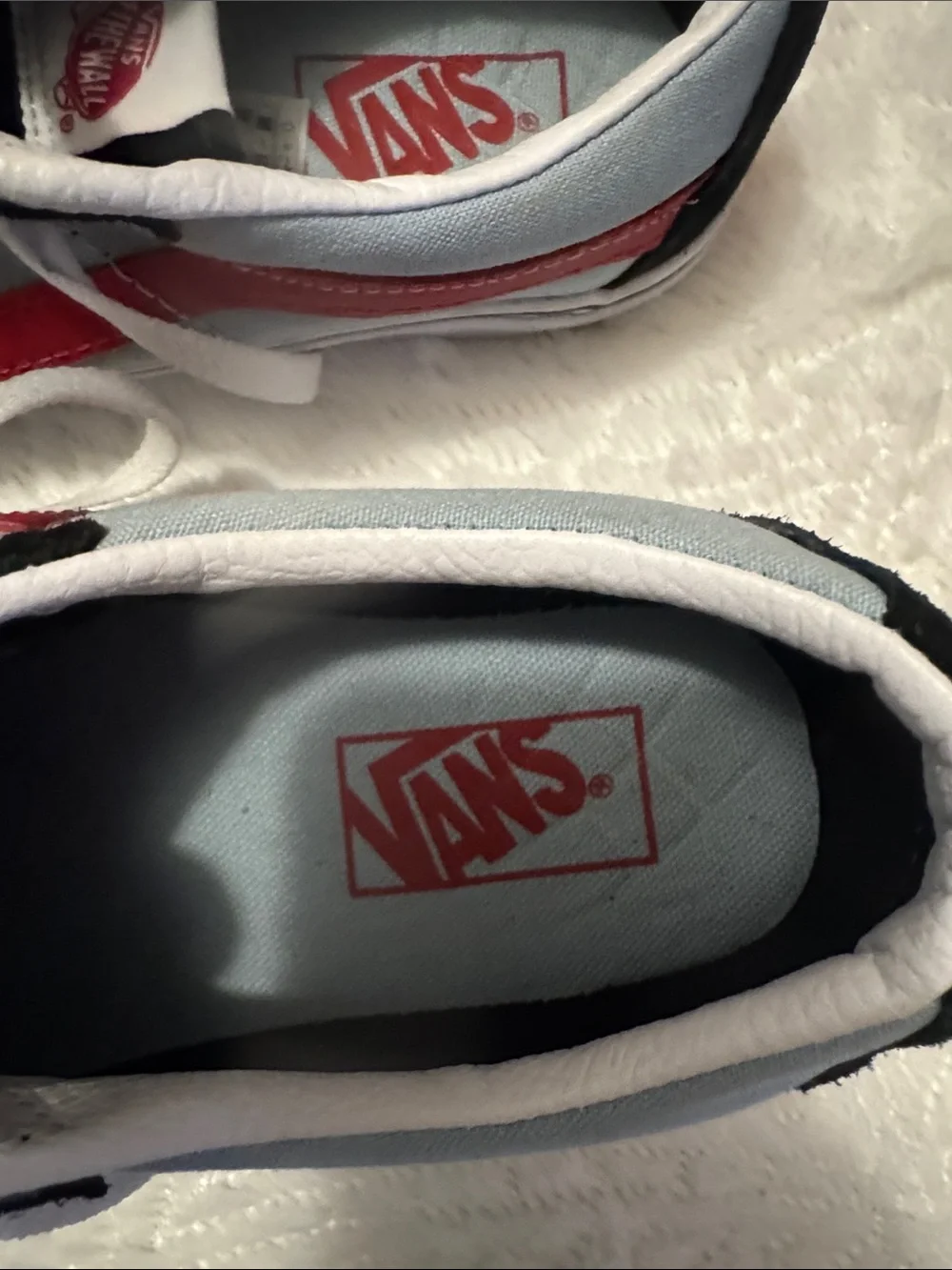 Vans Low-Top Sneakers in Black, Red, and White